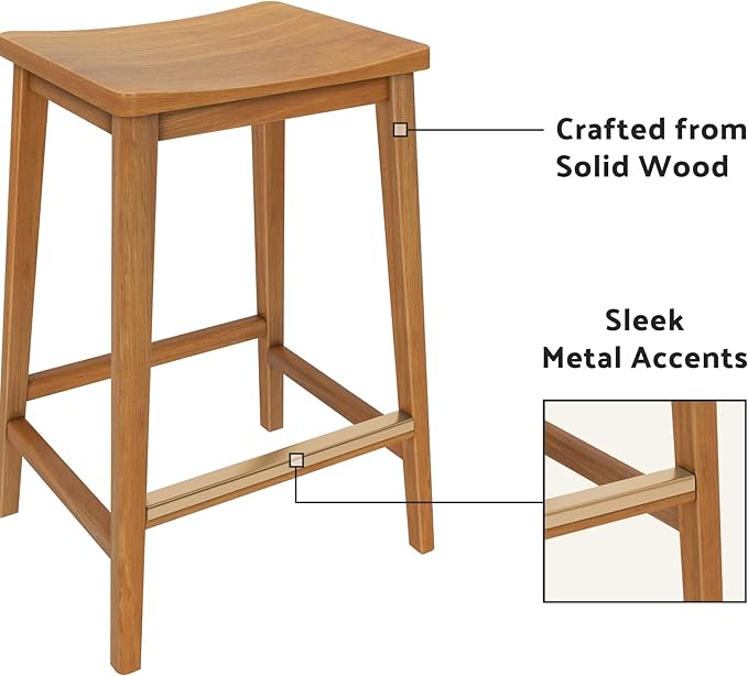 Plank+Beam Smythe Counter Stool, Sturdy Wood Modern Kitchen Counter Height Stool - Image 5