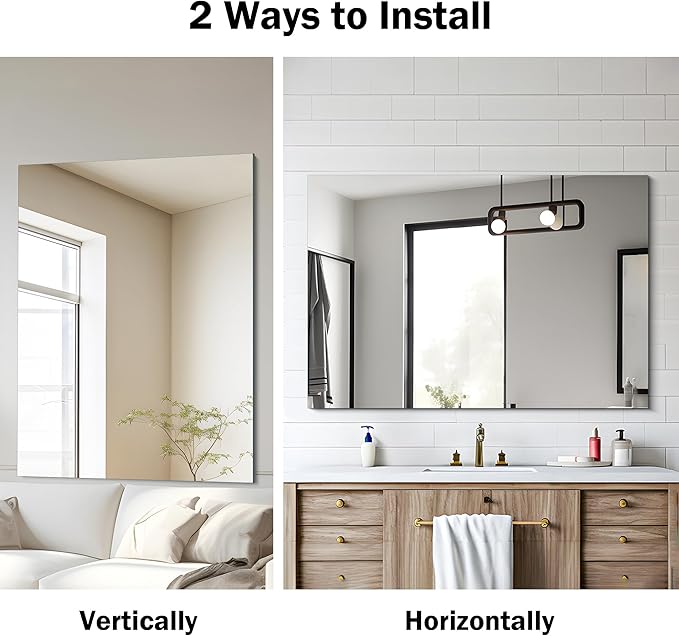 Frameless Mirror, 30x40 Inch Rectangle Bathroom Mirrors - Image 4