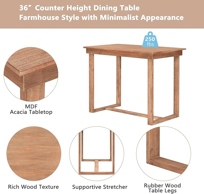 Merax Farmhouse Counter Height 5-Piece Dining Set - Image 2