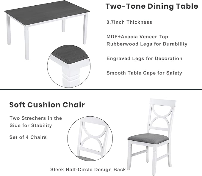 Ball & Cast 6 Piece Wood Dining Table Set, Kitchen Table Set - Image 4