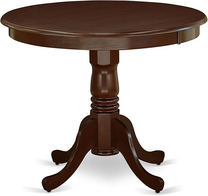 East West Furniture AANCA5-MAH-W 5 Piece Dining Room Table Set Includes a Round - Image 4