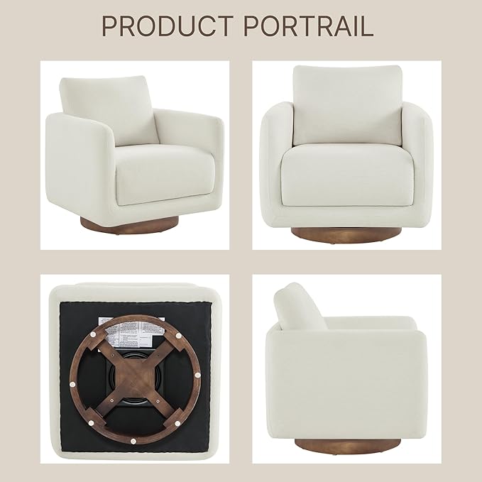 Modern Swivel Accent Chair, 360° Rotating Round Barrel Armchair - Image 5