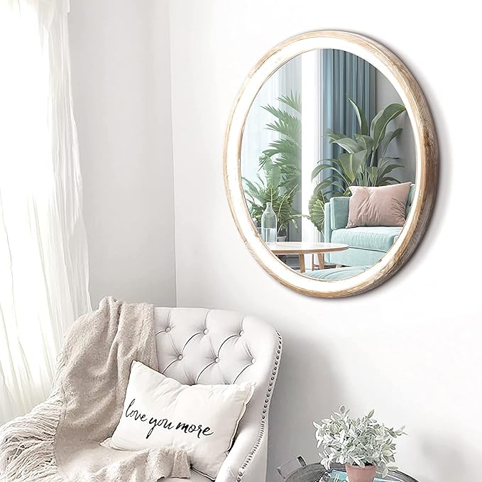 24 Inches Wooden Round Wall Mirror - Image 4