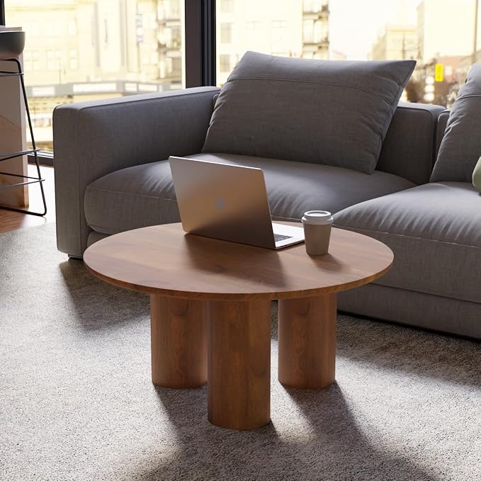 Relso Gaia Round Coffee Table, Natural Mango Wood Coffee Table by Relso