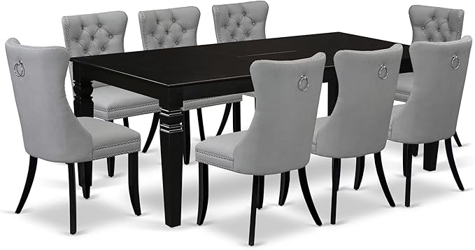 East West Furniture LGDA9-BLK-27 9 Piece Kitchen Set Consists of a Rectangle by EastWestFurniture