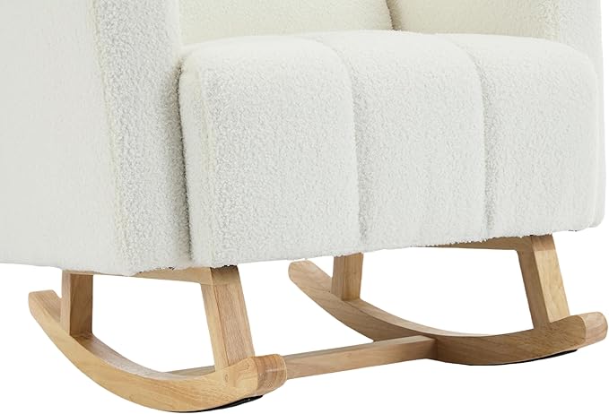 Christopher Knight Home Mapo Wooden Rocking Chair Indoor, Teddy Upholstered - Image 18