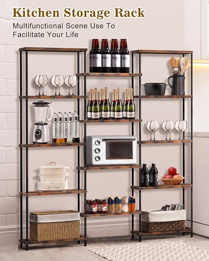 MOOACE 5 Tier Bookshelf, Industrial Style Bookcases - Image 7
