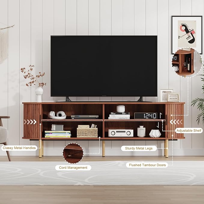 GarveeHome 70.1" TV Stand, Modern TV Console Table - Image 4