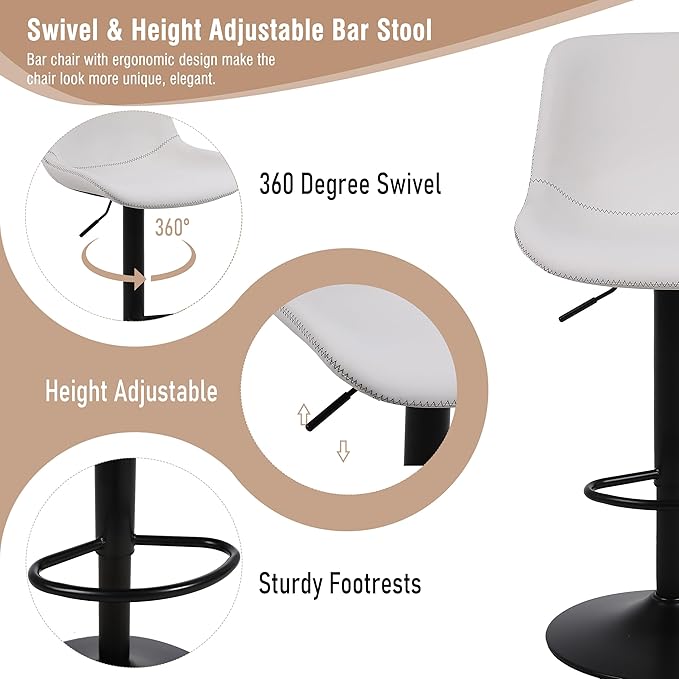 Bar Stools, Swivel Counter Height Barstools - Image 5