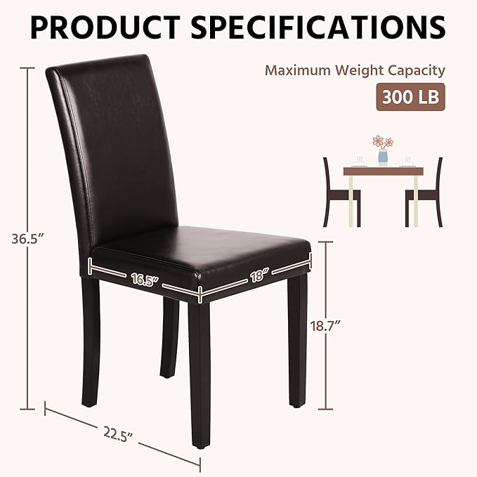 Yaheetech Dining Chairs Set of 2 Faux Leather Modern Dining Room Chairs - Image 3