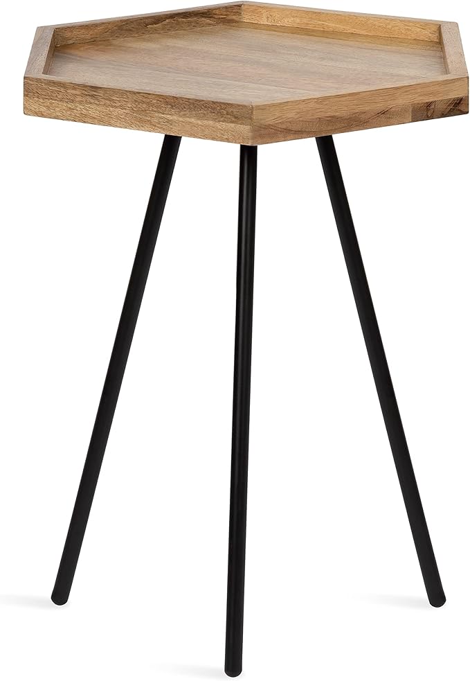 Kate and Laurel Kashvi Modern Hexagon Side Table; 17 x 15 x 20 Natural Wood and by KateandLaurel