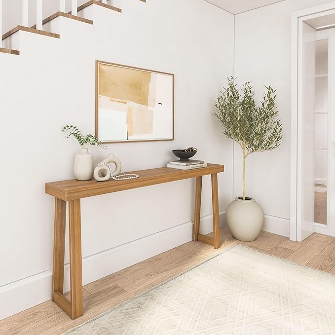 Plank+Beam Solid Wood Console Table, 66 Inch, Sofa Table, Narrow Entryway Table by PlankBeam