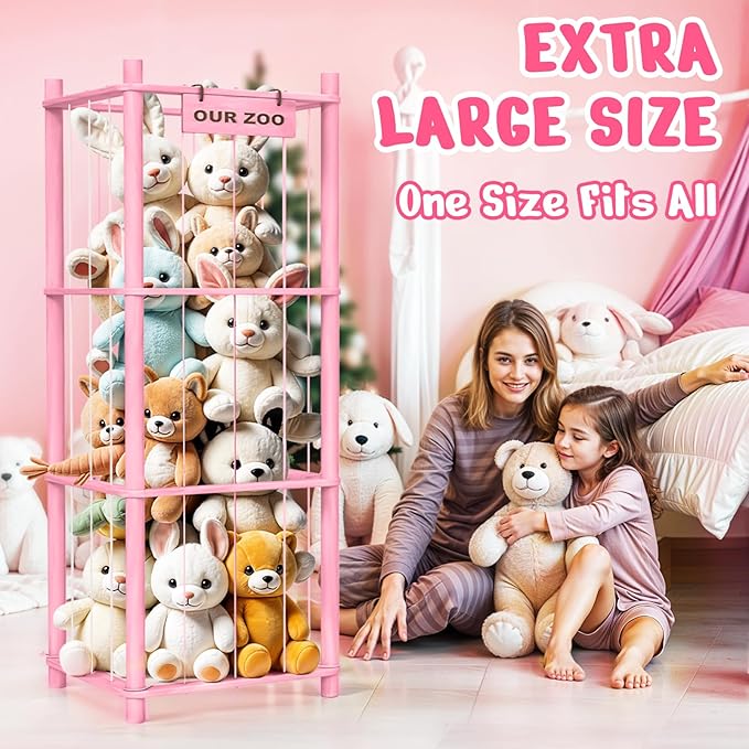 Stuffed Animal Storage & Organizer, Wooden Cute Zoo Toy Holder - Image 5
