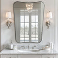 ANDY STAR Brushed Nickel Mirror, 24x32 Inch Bathroom Scalloped Mirror, by ANDYSTAR