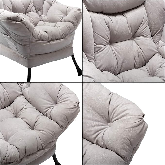 HollyHOME Modern Large Cotton Fabric Lazy Chair，Accent Contemporary Lounge Chair - Image 6