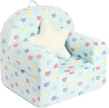 Colorful Heart Kids Sofa with Star Throw Pillow, High Back Toddler Chair Glow by MOMCAYWEX
