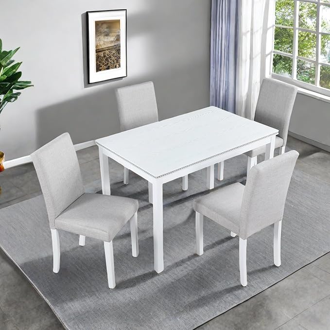 Dining Table Set, 5 Piece Counter Height Table Set by ChicFurnit