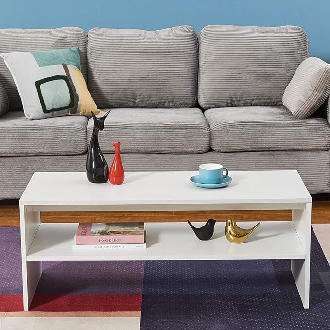 Panana 2-Tier Coffee Table Simple Couch Sofa Side End Table Tea Accent Table - Image 3