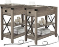 Narrow End Table with Charging Station by Awescuti