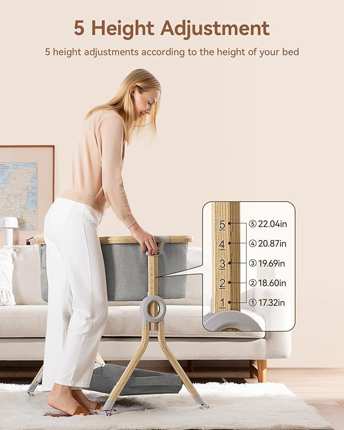 Larex 3 in 1 Baby Bassinet Bedside Sleeper, Breathable Mesh Safe Bedside - Image 7