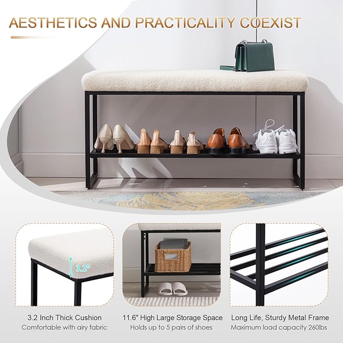 Zesthouse Boucle Shoe Bench Entryway - Image 3