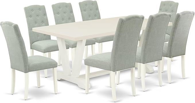 East West Furniture V027CE215-9 9 Piece Dining Table Set Includes a Rectangle by EastWestFurniture