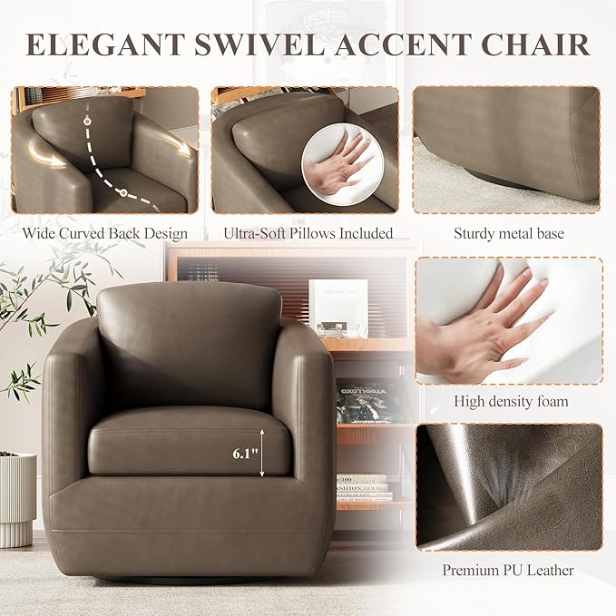 COLAMY 360° Swivel Accent Chair Set of 2 - Image 5