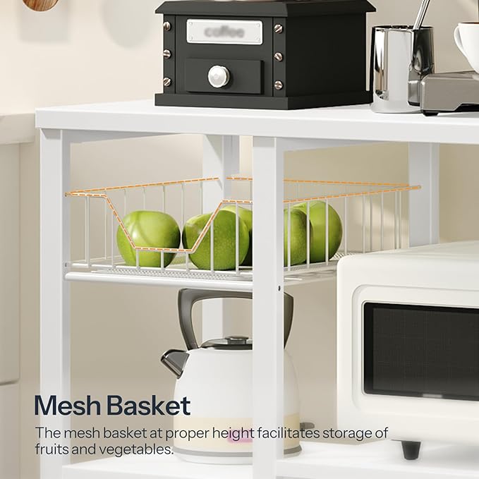 HOOBRO Bakers Rack with Power Outlet, 35.4 Inches Coffee Bar with Mesh Basket - Image 7
