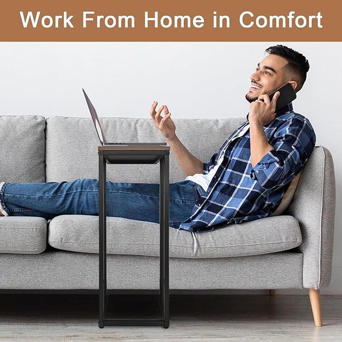 C-Shaped End Table, for Living Room, Small Spaces, TV Tray Couch Side Tables - Image 6