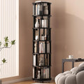 Solid Wood Rotating Bookshelf on Wheels, 6 Tier, Round Revolving Bookcase by Muwuele