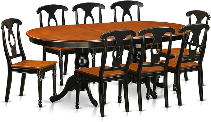 East West Furniture PLKE9-BCH-W 9 Piece Dining Table Set Includes an Oval by EastWestFurniture