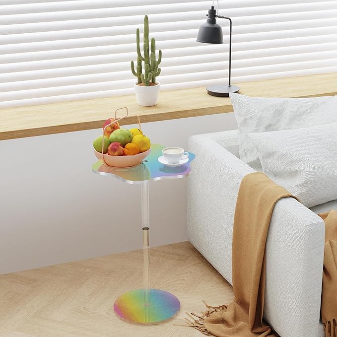 Rainbow Clear Side Table Small Acrylic End Tables 13.8 * 11.6 H: 21.3 Inch - Image 7