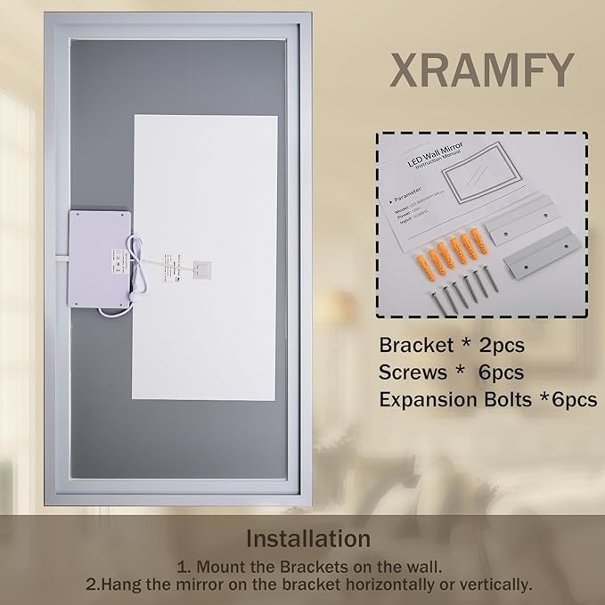 48'' x 32'' LED Bathroom Mirror - Image 6