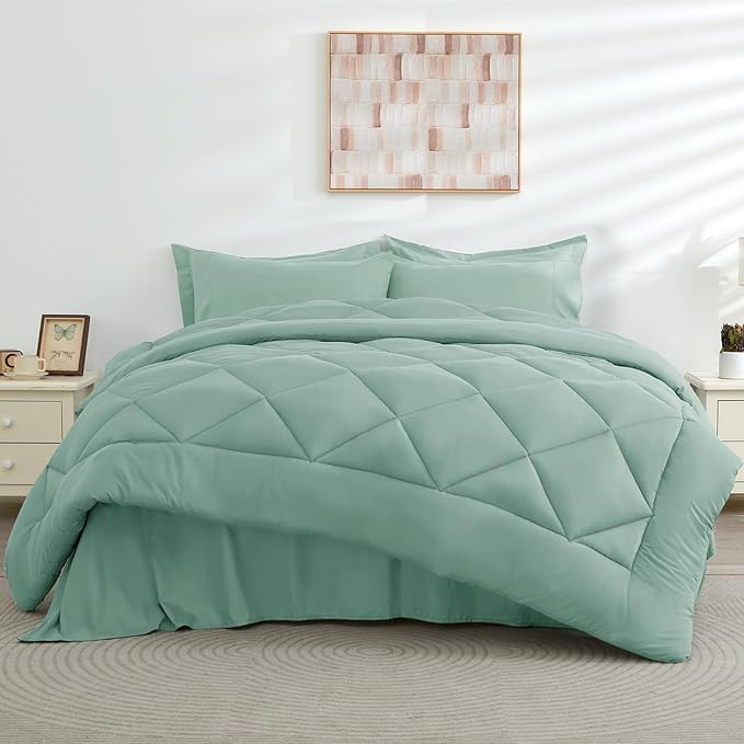 HEVUMYI Sage Green Queen Comforter Set - Image 7