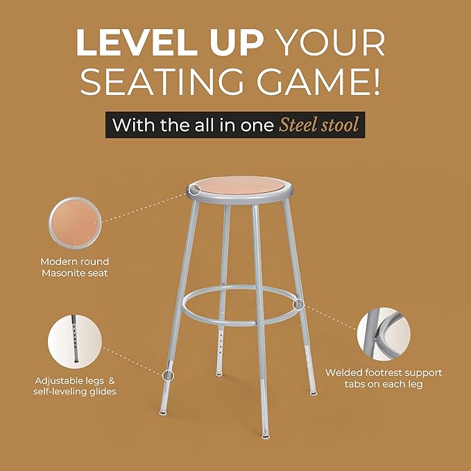 OEF Furnishings (2 Pack Height Adjustable Steel Stools - Image 4