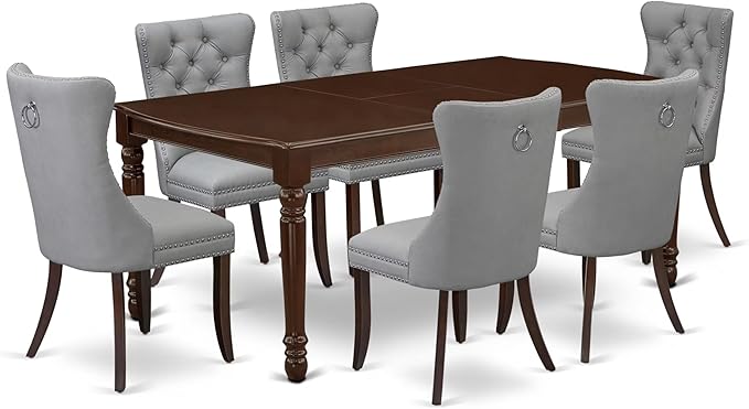 East West Furniture DODA7-MAH-27 7 Piece Dining Set Consists of a Rectangle by EastWestFurniture