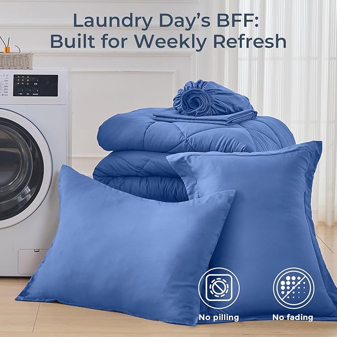 HEVUMYI Royal Blue Twin Comforter Set - Image 7