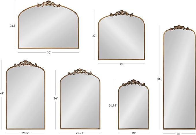 Kate and Laurel Arendahl Glam Arched Tall Panel Mirror; 24 x 42; Gold; - Image 9