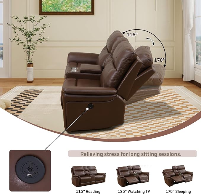 Nicbex PU Leather Power Wall Hugger Chair Double Reclining Sectional Sofa - Image 3