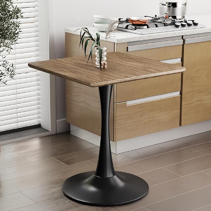 Walnut Square Tulip Table for 2, 24 Inch Small Dining Table by Aofure