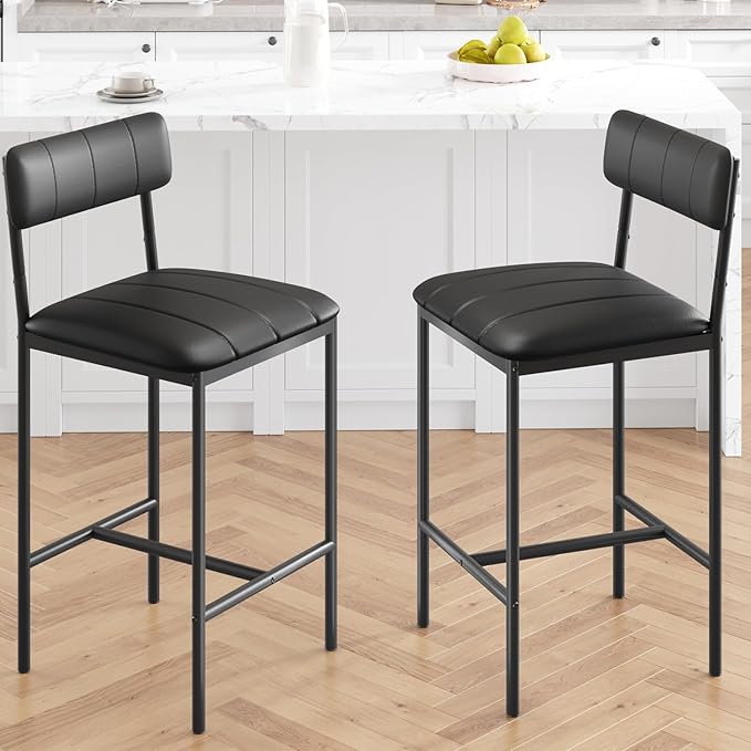 GarveeHome Bar Stools Set of 2, Upholstered Counter Height Bar Stools by GarveeHome