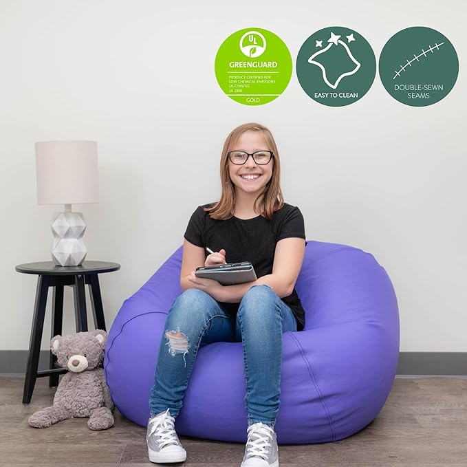 Children's Factory 35" Round Bean Bag, Bean Bag Chair - Image 4
