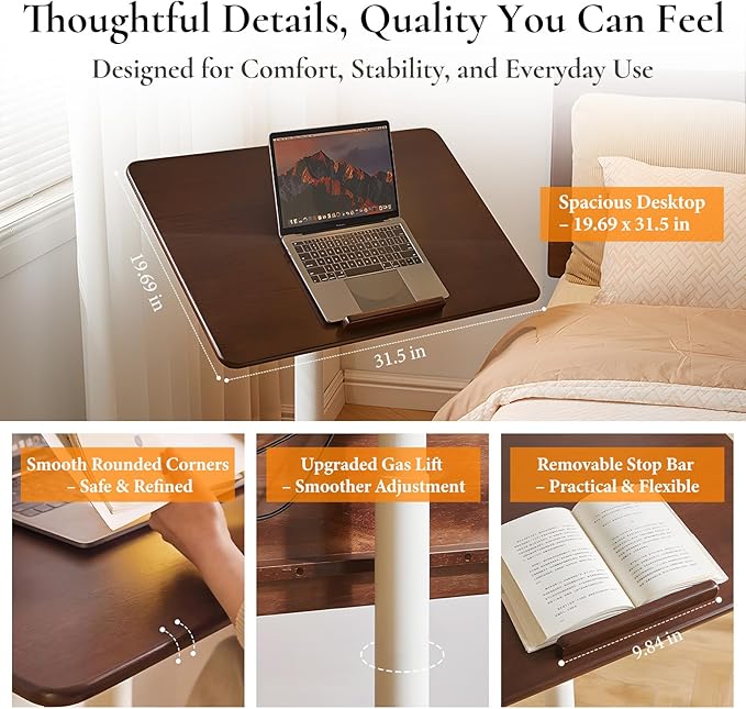 Adjustable Computer Desk, Solid Wood Folding Desk - Image 8