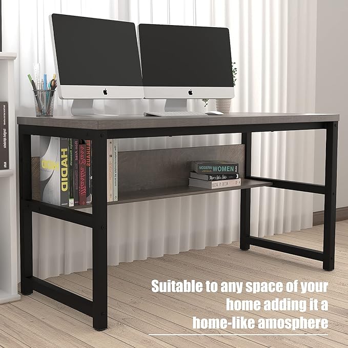 TOPSKY Computer Desk with Bookshelf/Metal Hole Cable Cover 1.18" Thick Desk - Image 5