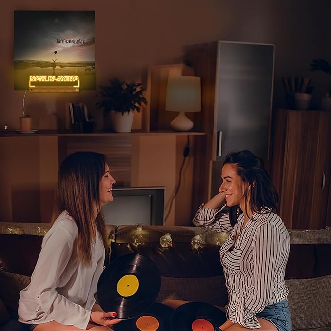 Now Playing Vinyl Record Stand Wall Mount, Light up Record Holder, Wooden - Image 6