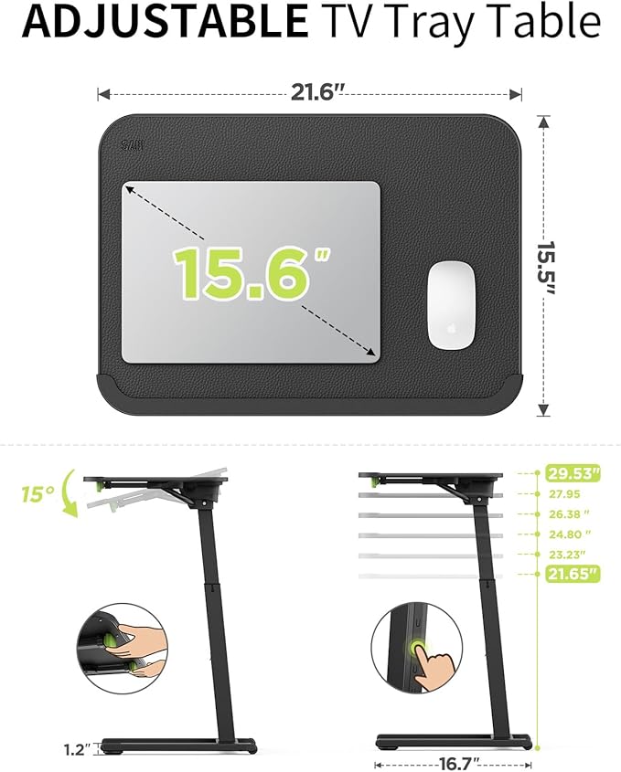 SAIJI Mobile TV Tray Table, Heavy Duty Metal TV Trays - Image 3