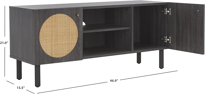 SAFAVIEH Home Collection Ophelia Distressed Black 2-Door 2-Shelf Entertainment - Image 3