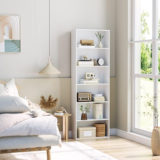 FOTOSOK 6-Tier Open Bookcase and Bookshelf, Freestanding Display Storage - Image 4