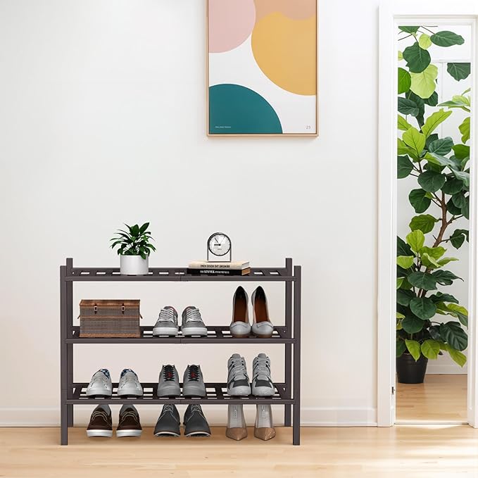 Haddockway Large 3 Tier Bamboo Shoe Rack Storage Organizer, Small Space - Image 2