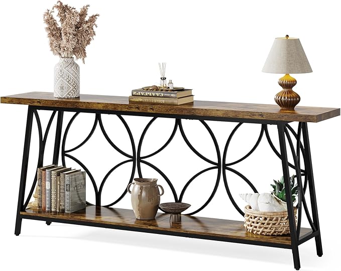 70.9-Inch Sofa Table, 2-Tier Narrow Console Table - Image 8
